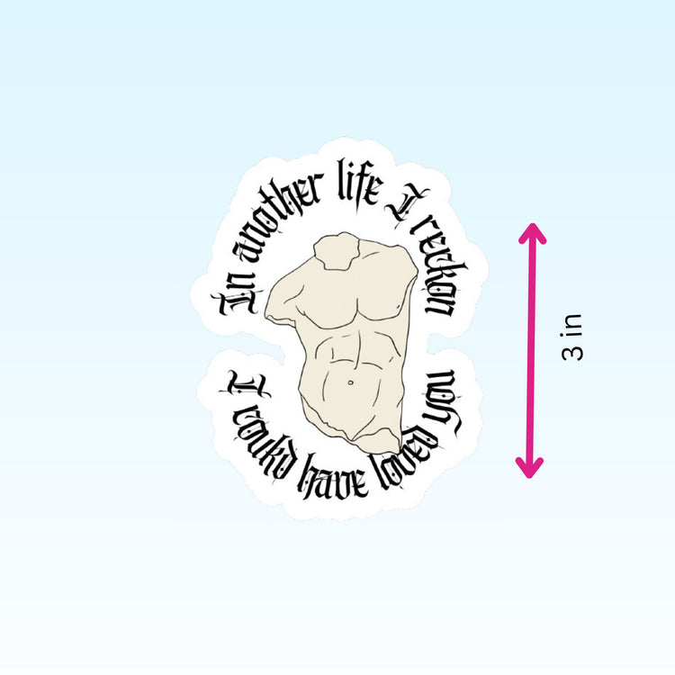 Sticker on white background with “3 inch” sizing shown for scale.