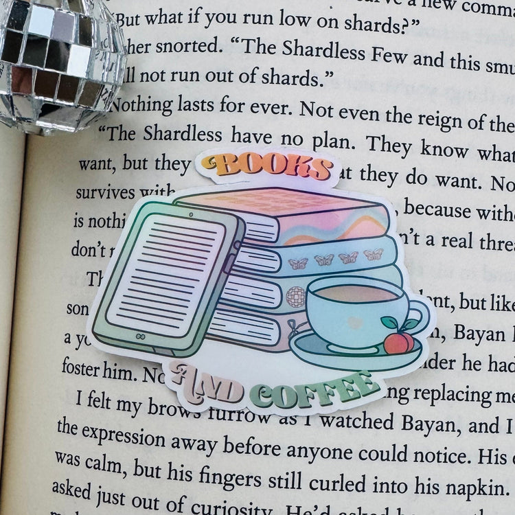 Books and Coffee Kindle Sticker