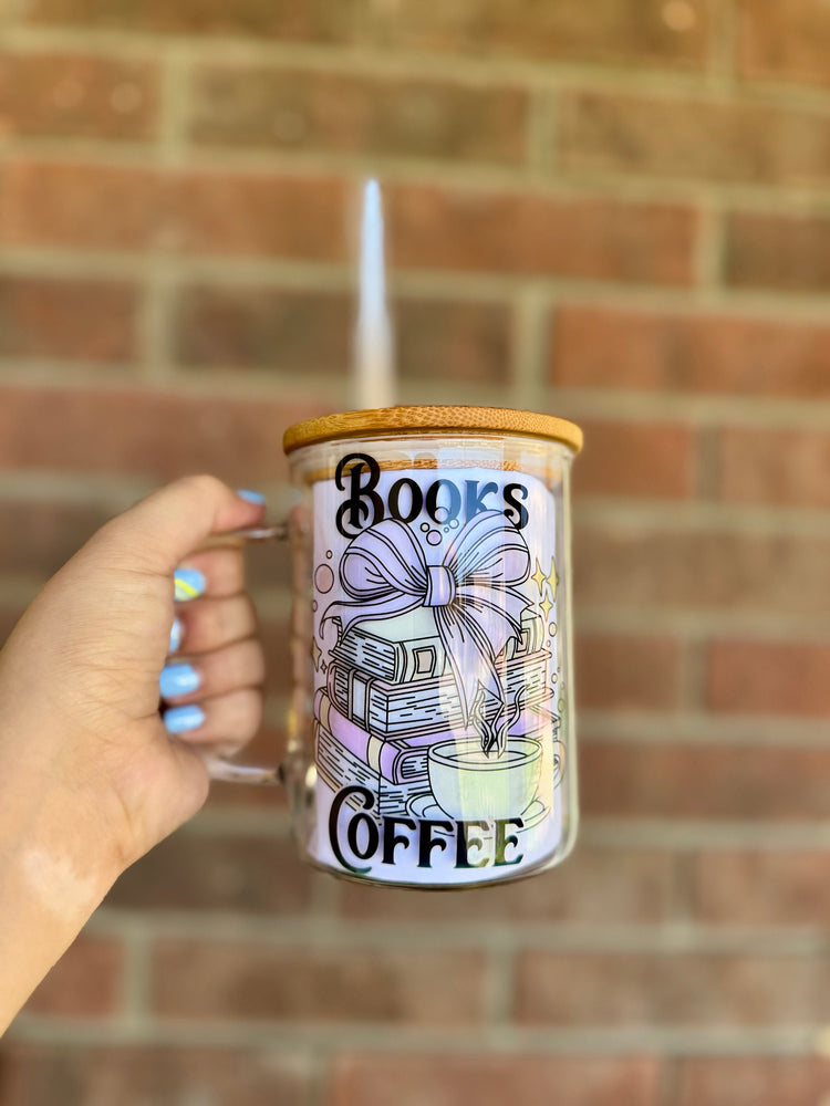 Books and Coffee Glass Mug