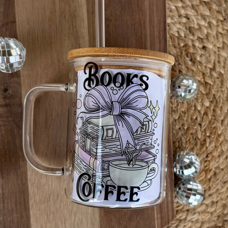 Books and Coffee Glass Mug