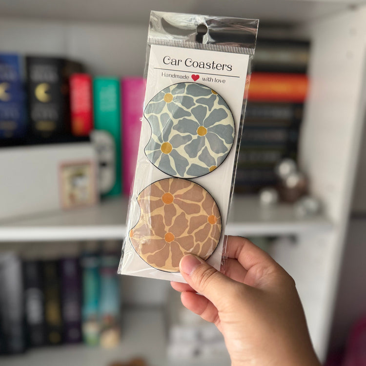 Retro Groovy Flower Car Coasters