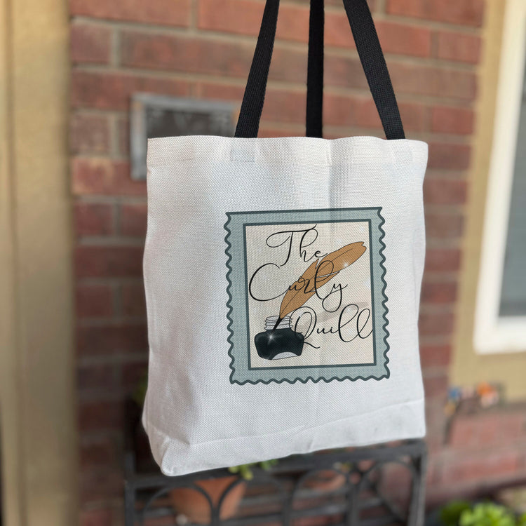 Fantasy book tote bag showing When the Moon Hatched design detail and long handles