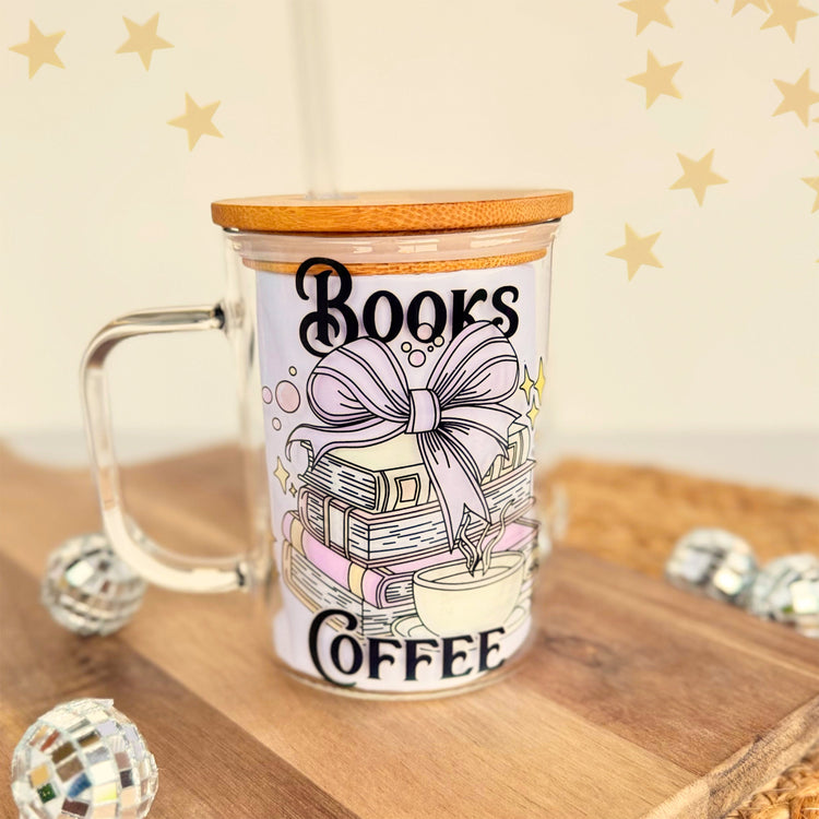 Books and Coffee Glass Mug