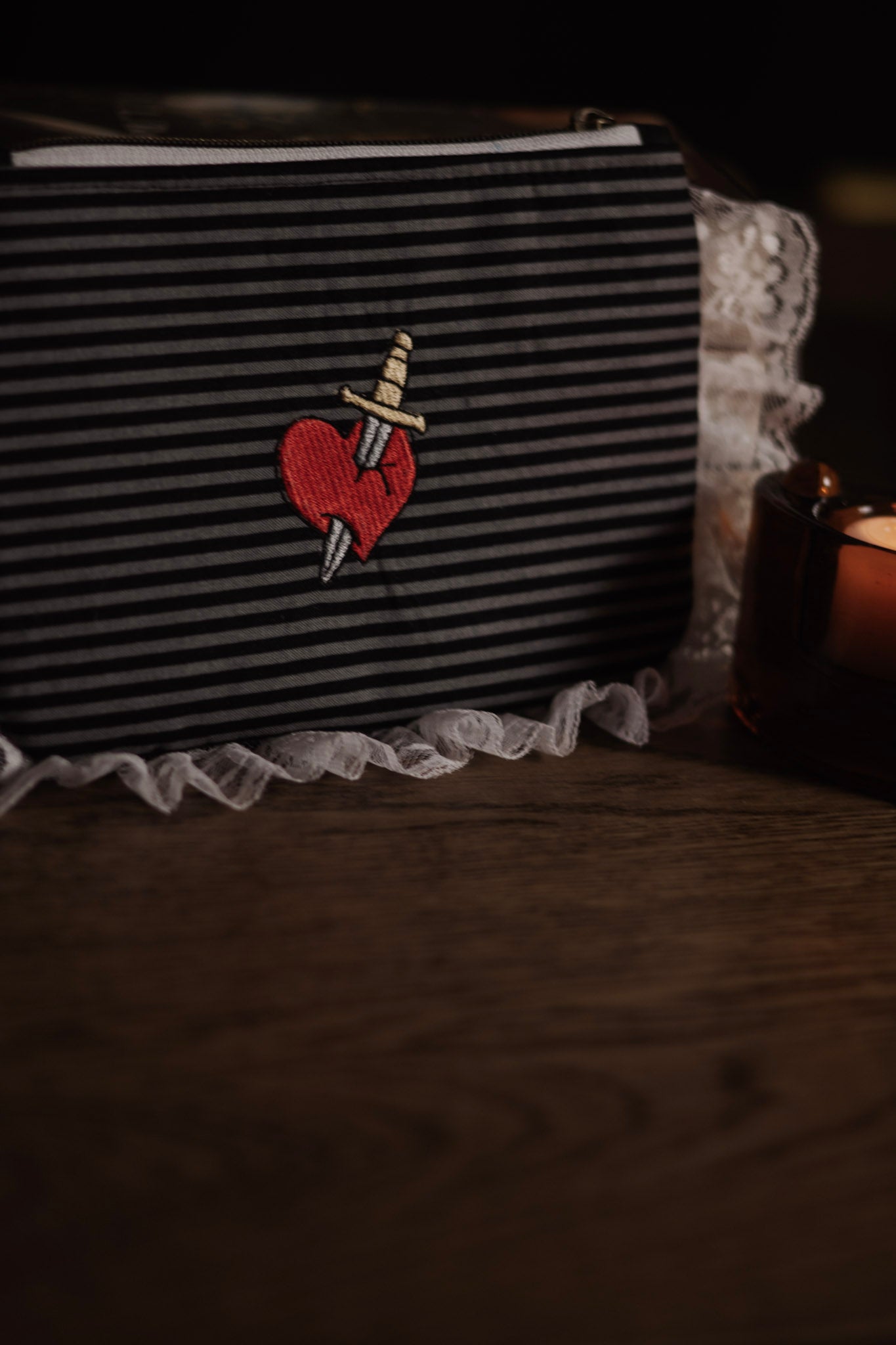 Ruffle Zipper Pouch | The Dagger Heart (Studio Seconds)