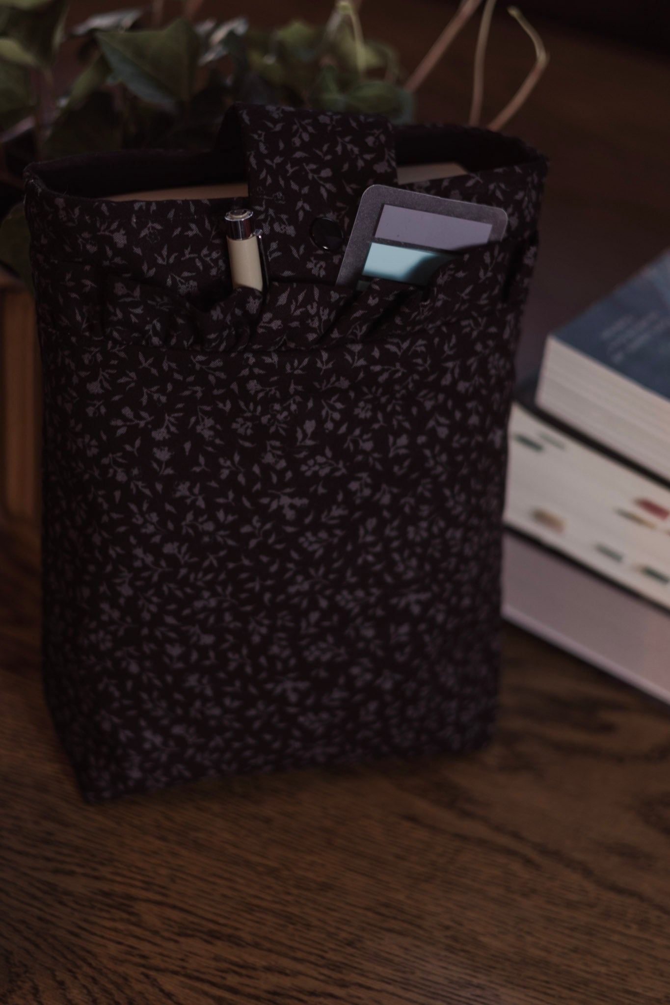 Black Floral Paperback Book Sleeve