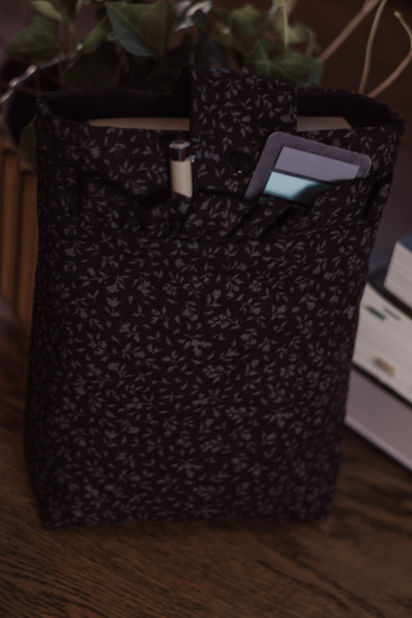 Black Floral Paperback Book Sleeve