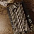 The Annotator’s Pencil Pouch |  Elastic Book Band Case  | Black and Green Houndstooth