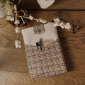 Book Sleeve | Handmade Snap Closure Book Cover —Brown Houndstooth