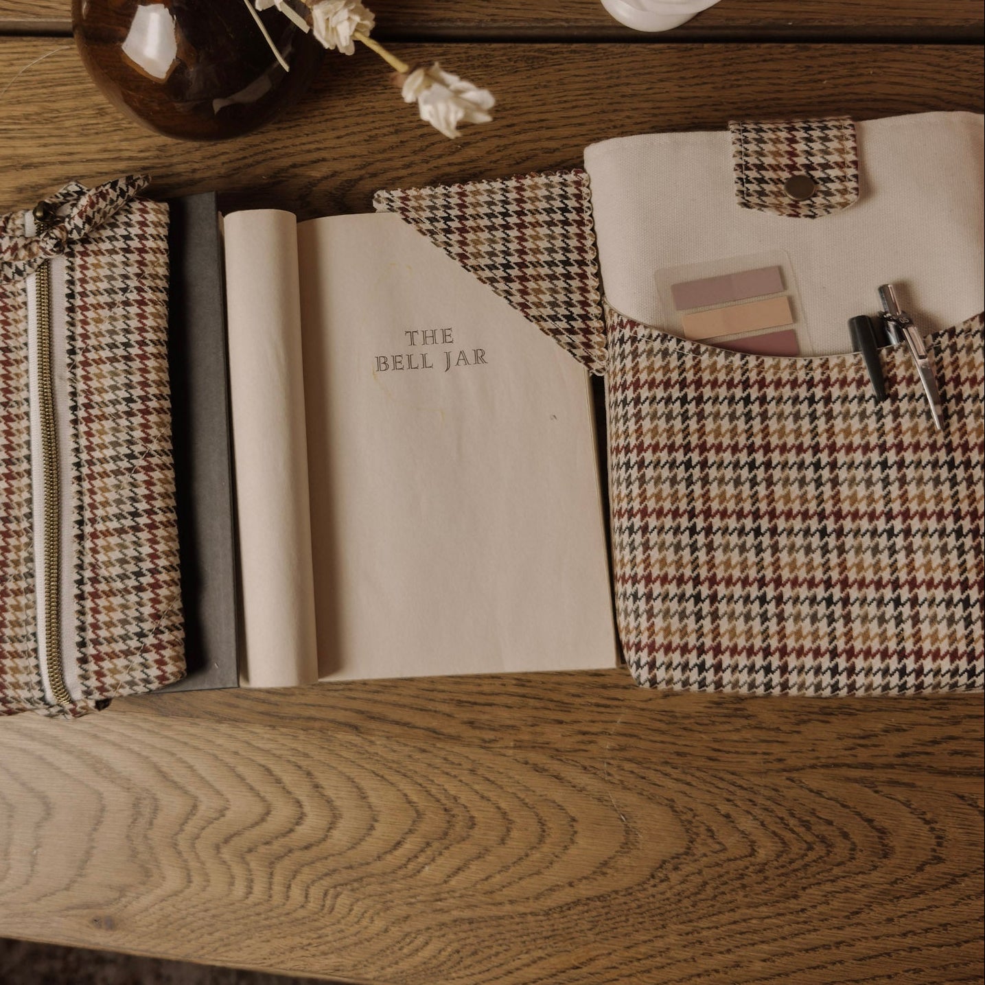 Brown Houndstooth Scalloped Corner Bookmark