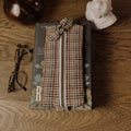 The Annotator’s Pencil Pouch |  Elastic Book Band Case  | Brown Houndstooth
