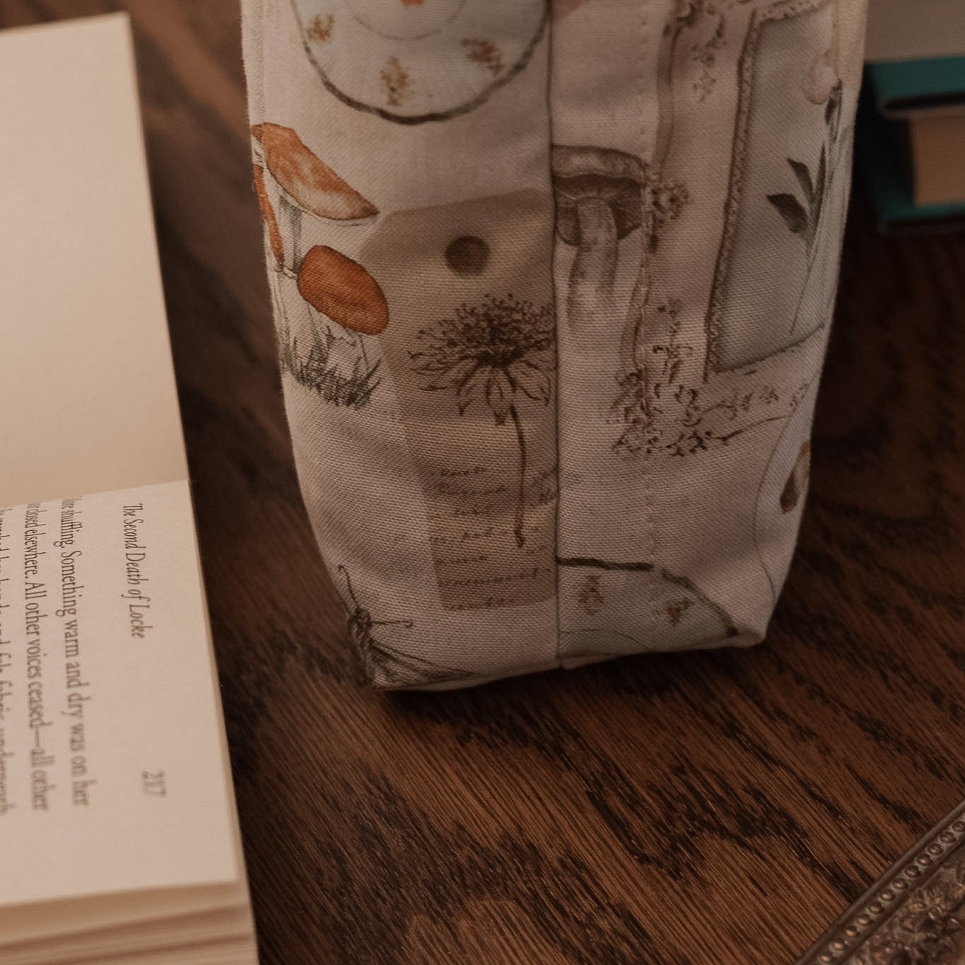 Botanical Book Sleeve with Bow | Handmade Padded Book Cover