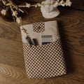 Book Sleeve | Handmade Snap Closure Book Cover — Brown Checkerboard