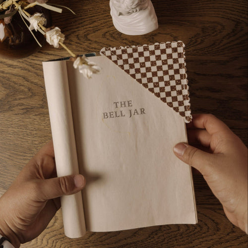 Brown Checkered Scalloped Corner Bookmark