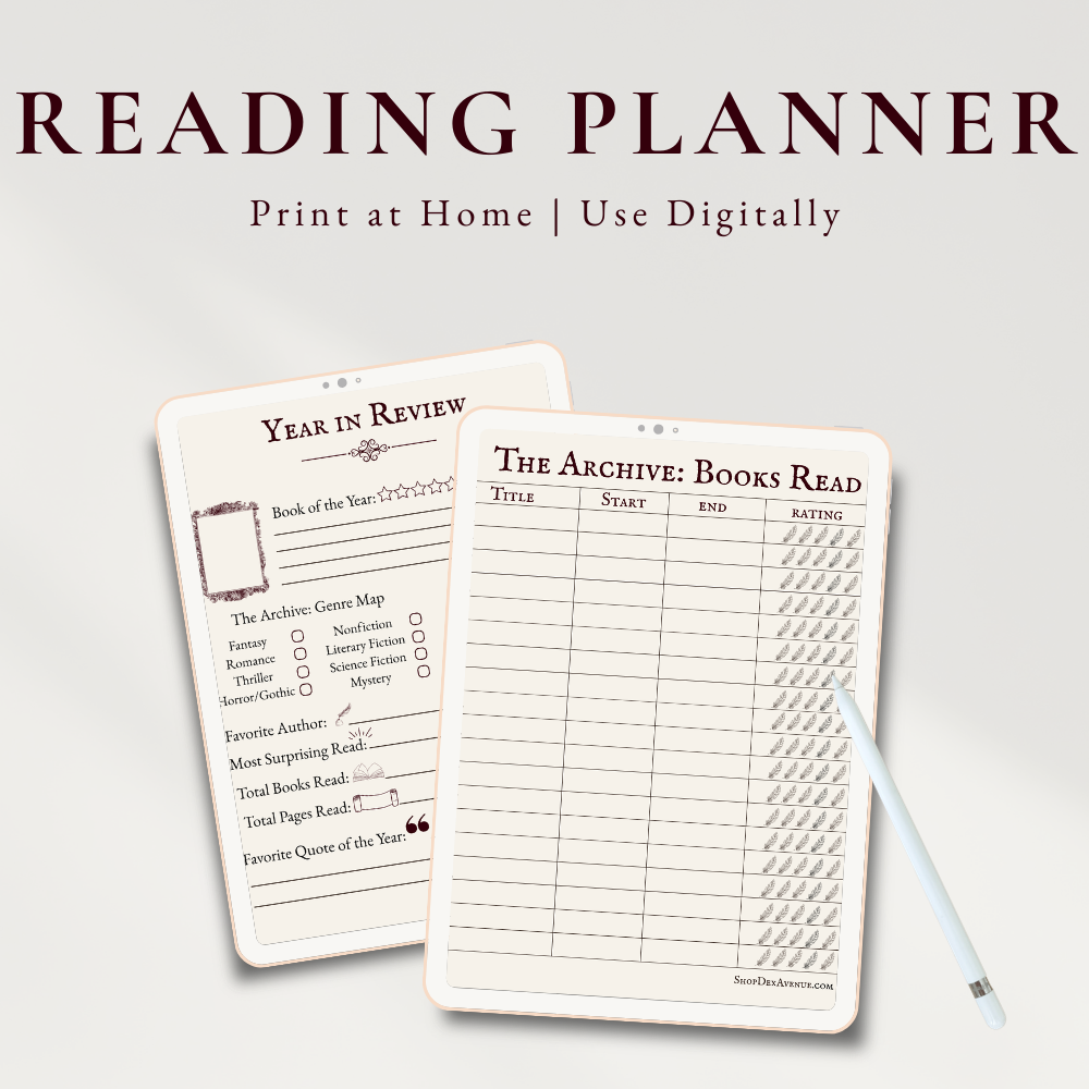 The Archive: Reading Journal Tracker | 18-Page Digital & Printable Portfolio