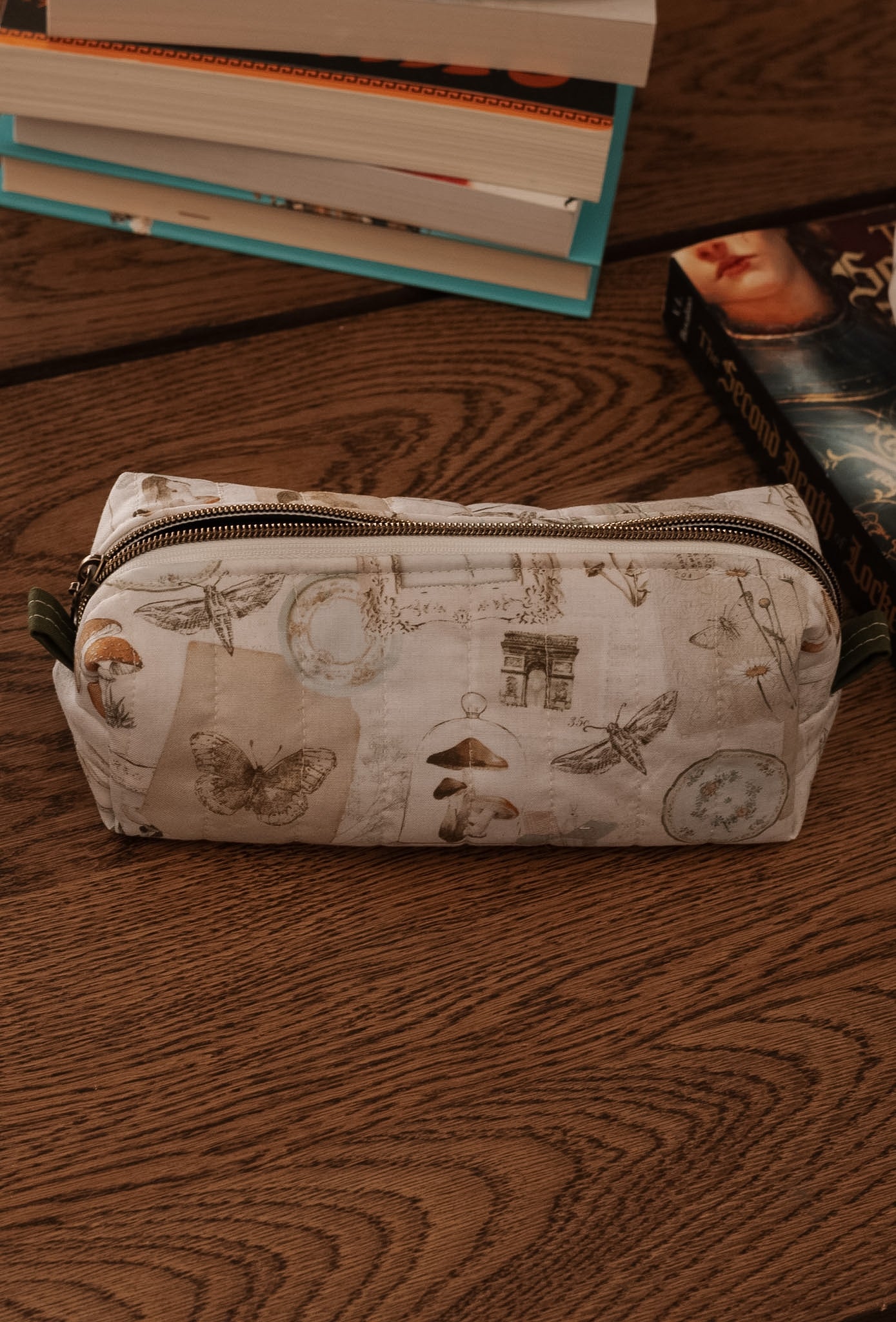 Naturalist Zip Pouch | Quilted Mushroom & Moth Cottagecore Pencil Case
