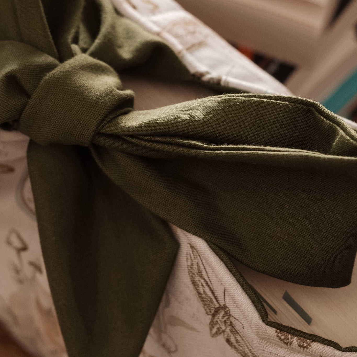 Botanical Book Sleeve with Bow | Handmade Padded Book Cover