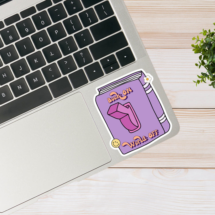 Book On, World Off" Sticker