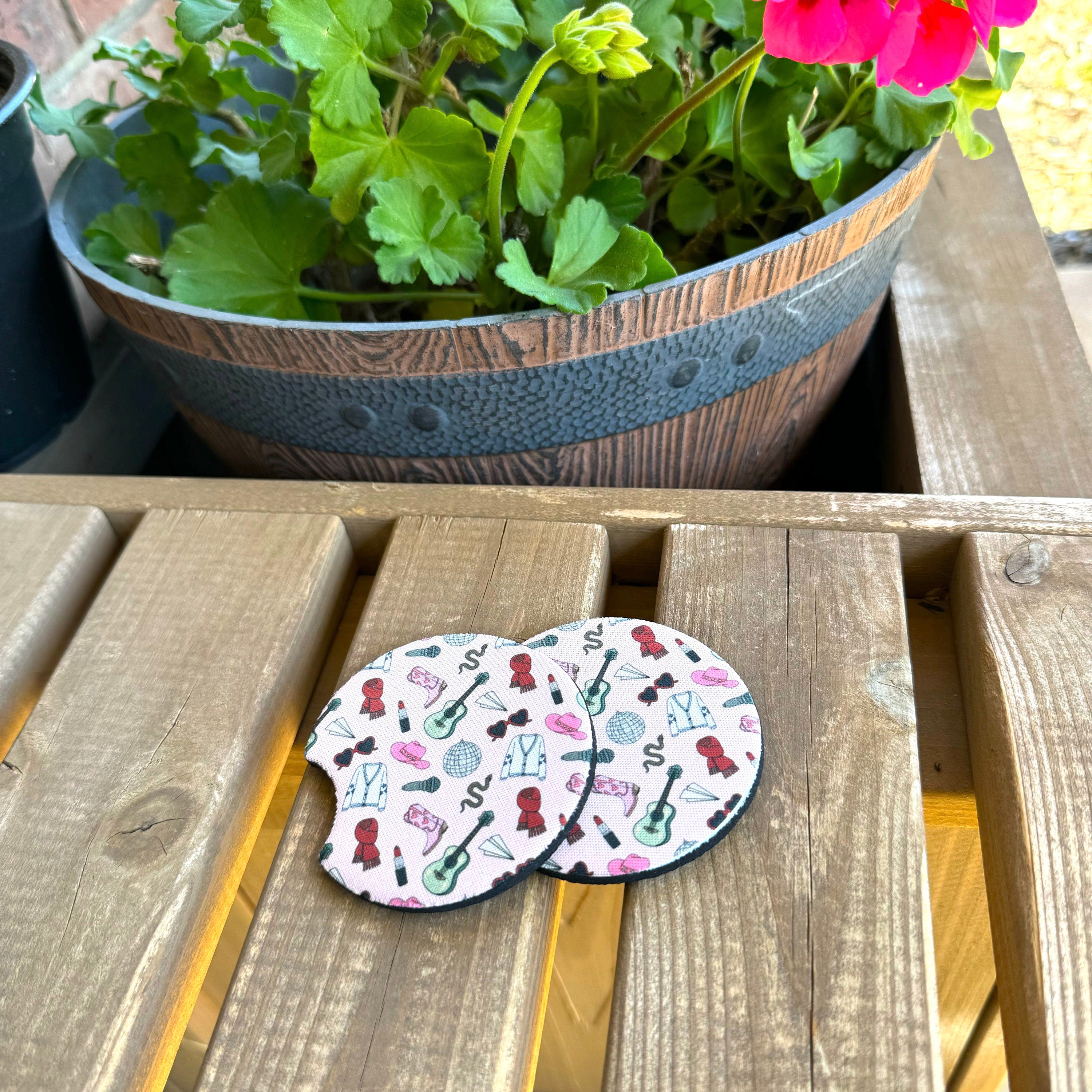 Pop Music-Inspired Car Coasters – Aesthetic Era Vibes (2-Pack)