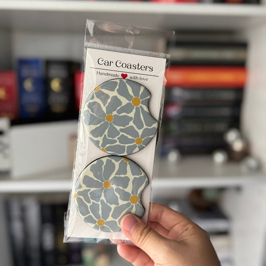 Retro Groovy Flower Car Coasters