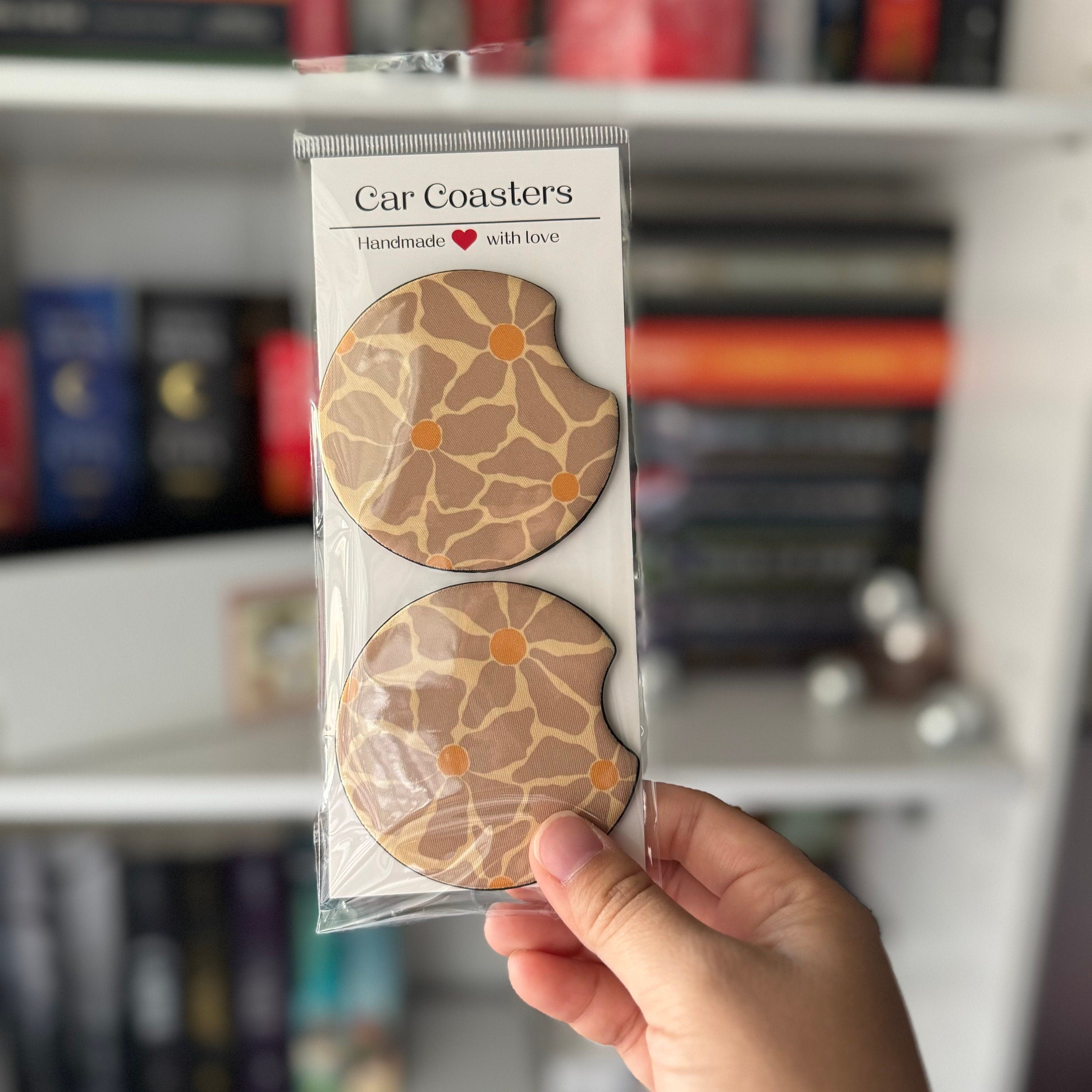 Retro Groovy Flower Car Coasters