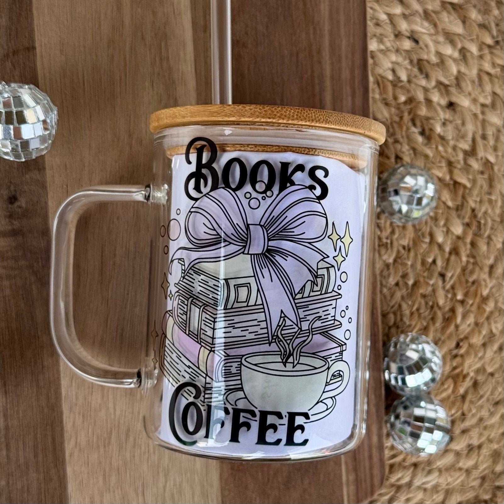 Books and Coffee Glass Mug