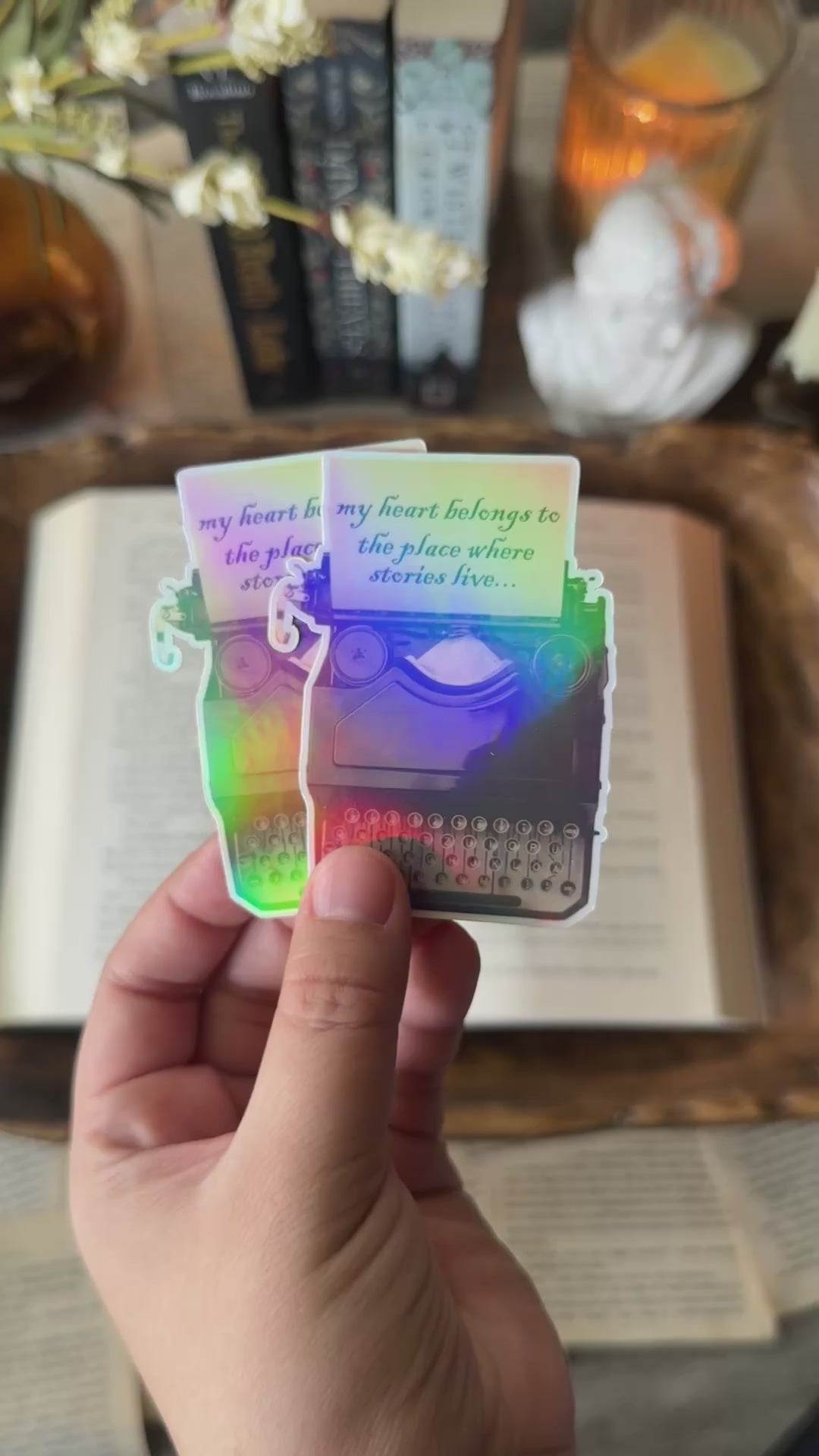 Where Stories Live | Vintage Typewriter Holographic Sticker