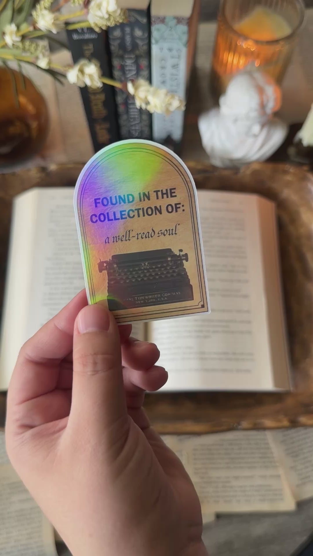 Well-Read Soul Holographic Sticker | Dark Academia Typewriter Aesthetic