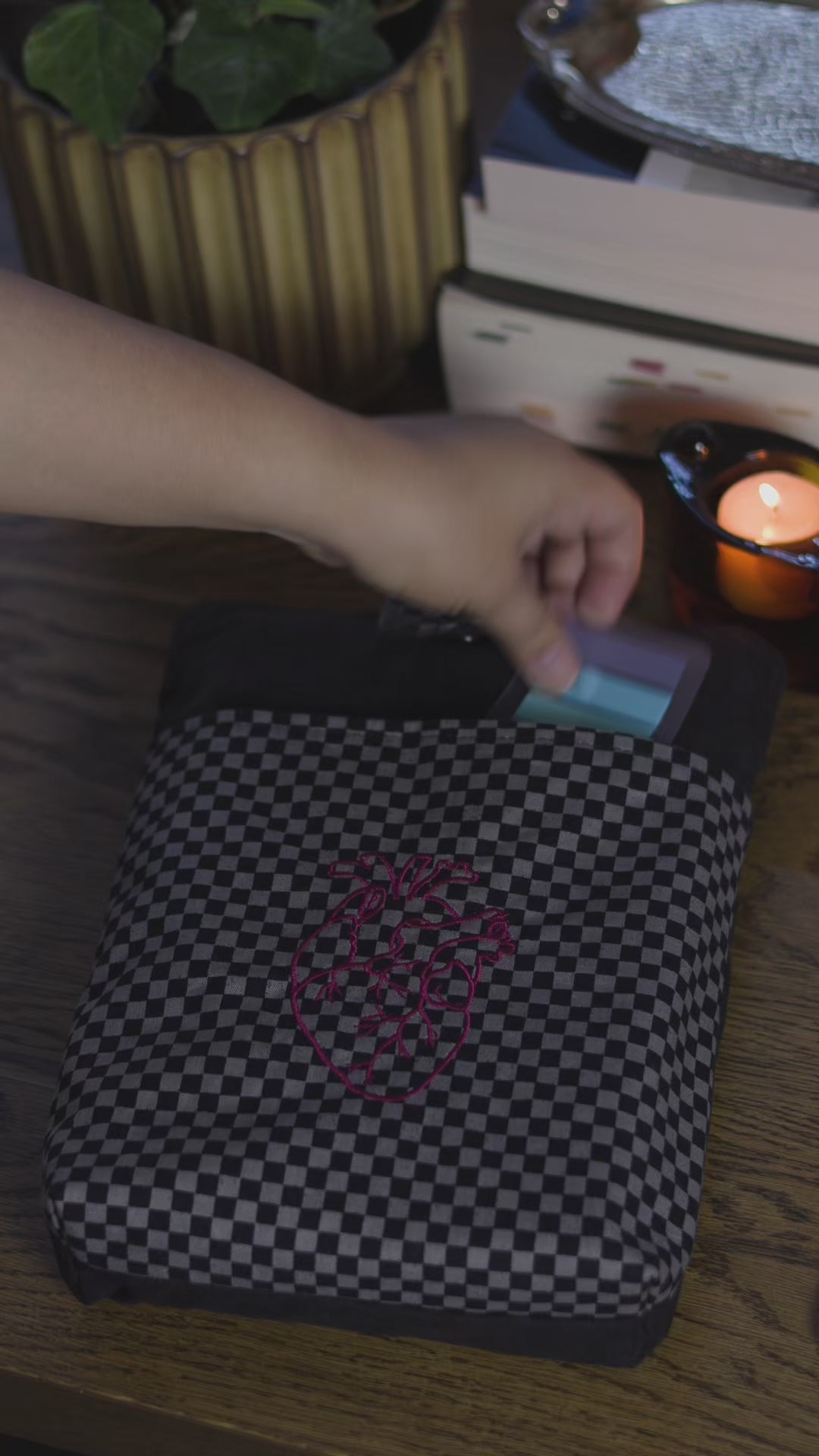 Embroidered Heart Hardback Book Sleeve