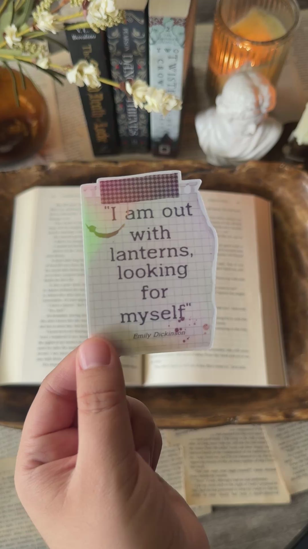 I Am Out With Lanterns | Emily Dickinson Holographic Sticker