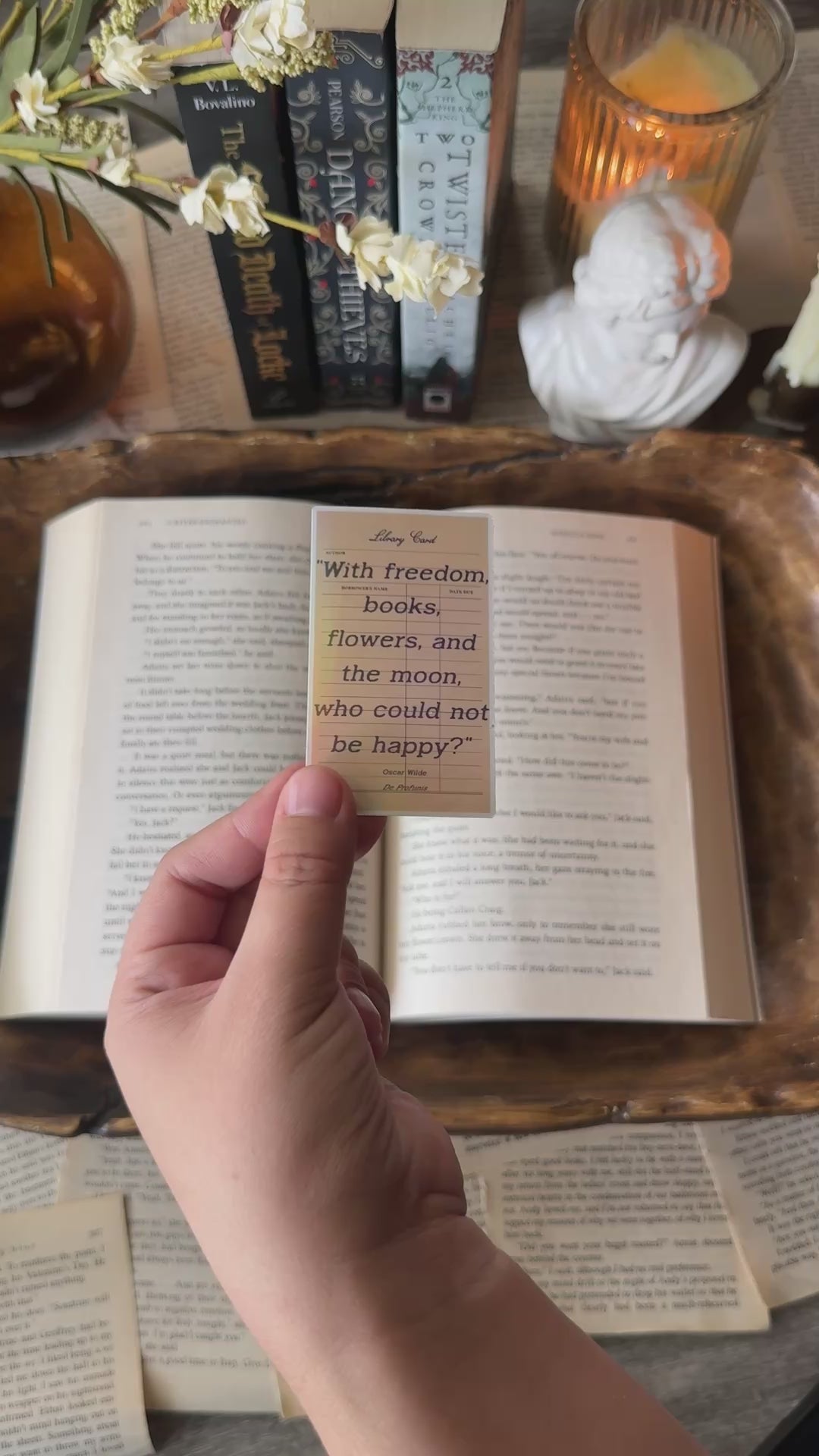 Freedom, Books, Flowers & Moon | Oscar Wilde Holographic Sticker